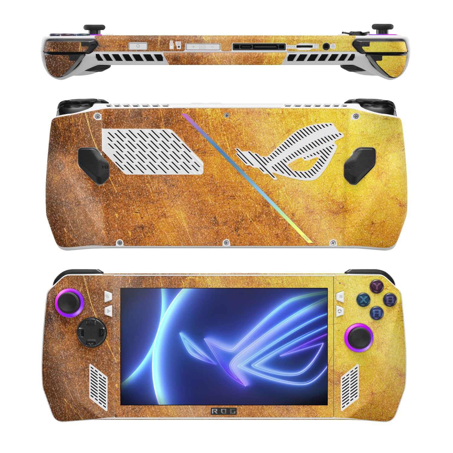 MightySkins Glossy Glitter Skin Compatible with Asus ROG Ally - Textured Gold | Protective, Durable High-Gloss Glitter Finish | Easy to Apply