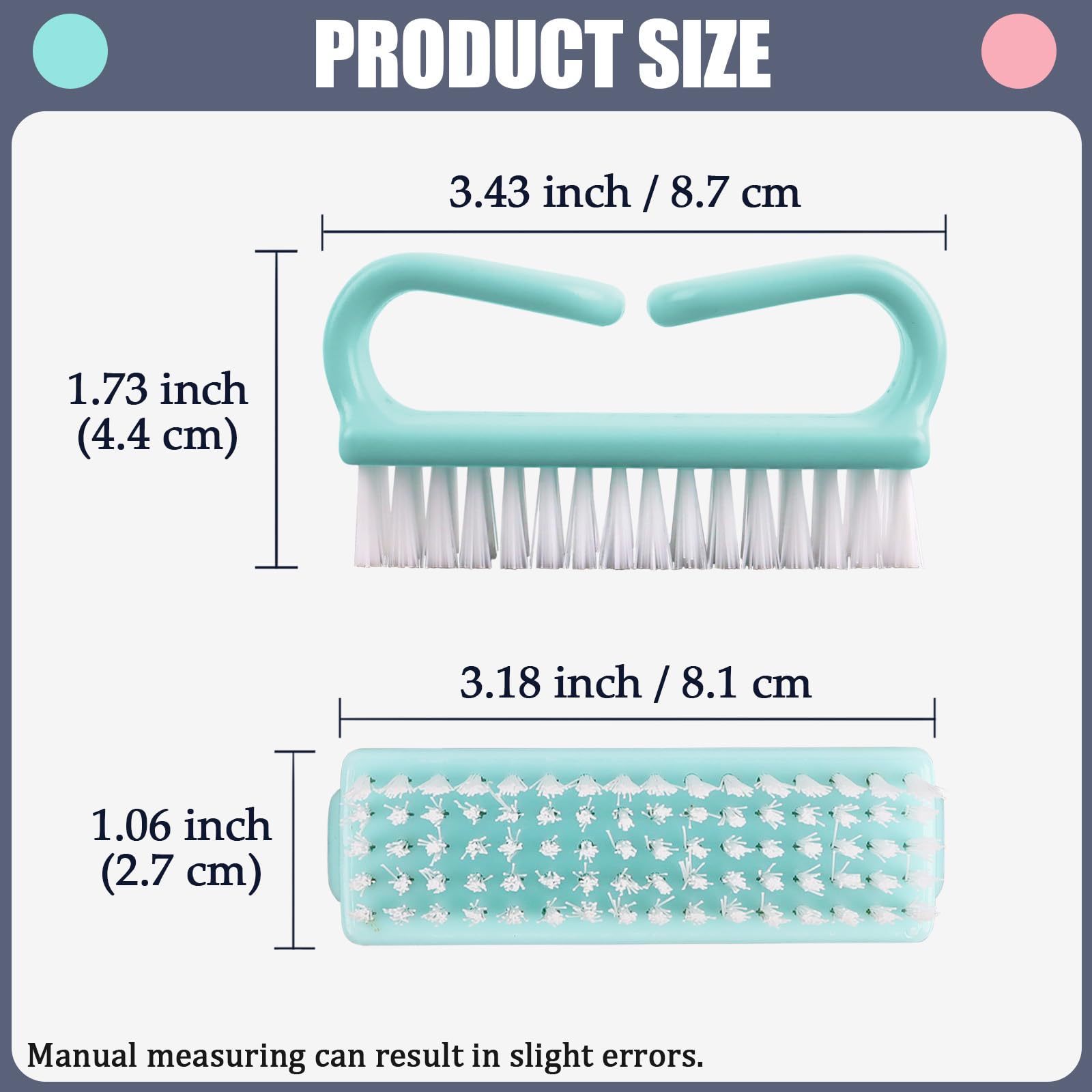 Paquete de 10 cepillos de uñas con mango, kit de cuidado de uñas de manos y dedos con cepillos de limpieza profunda, kit de herramientas de fregado para hombres y mujeres 2