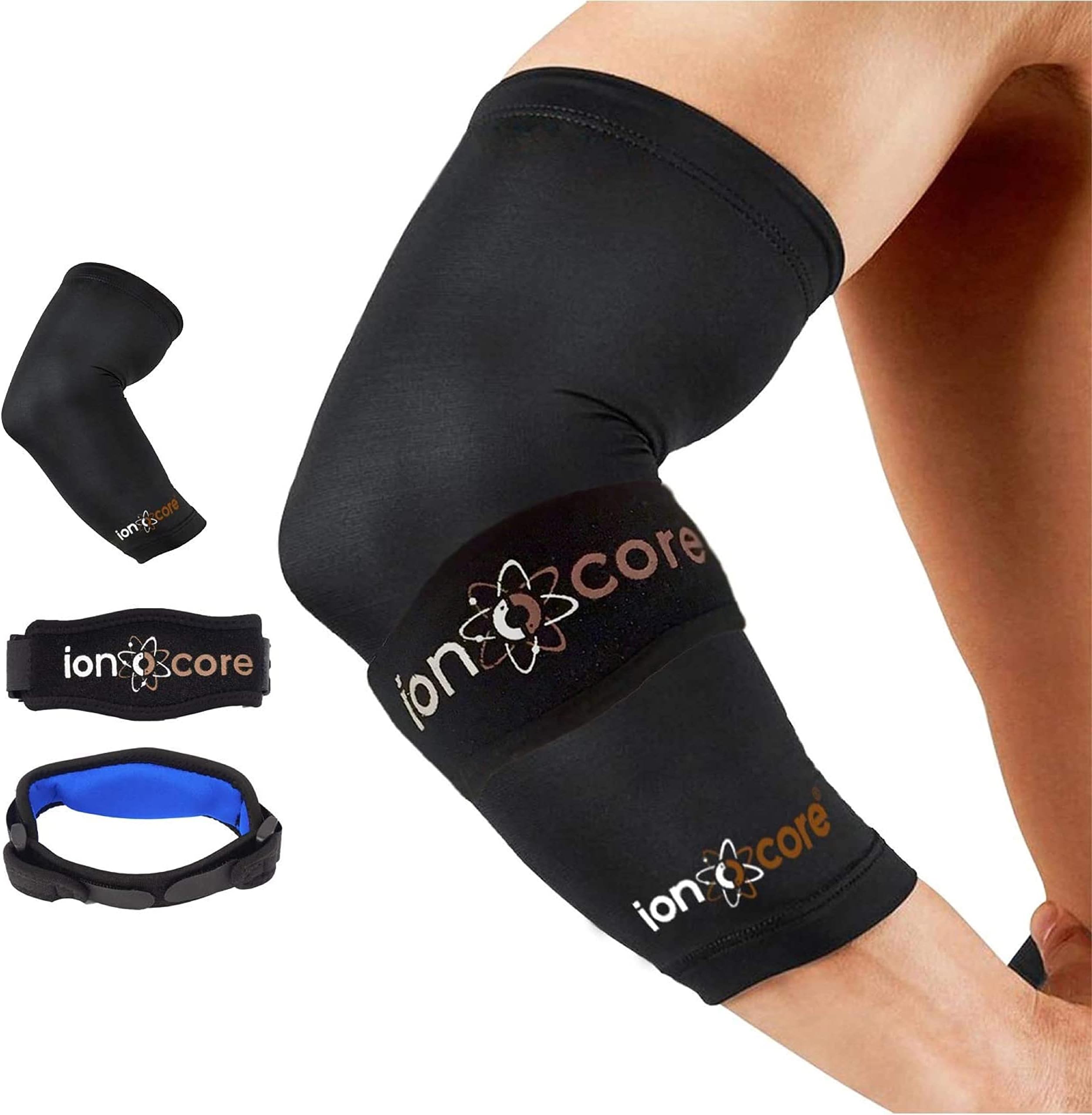 Tennis & Golf Elbow Support Protection System for Men & Women - Copper Compression Sleeve & Tennis Elbow Support Strap - Pain Relief & Recovery for Tennis Elbow, Golfers Elbow, Gym & Sports