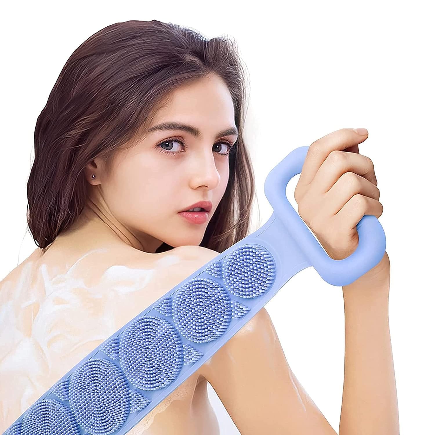 Nikrim™Silicone Body Back Scrubber, Double Side Bathing Brush for Skin Deep Cleaning Massage, Dead Skin Removal Exfoliating Belt for Shower, Body Brush for Bathing (Medium) 4