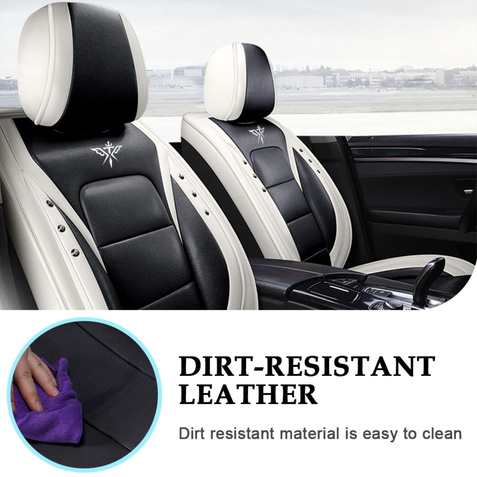 Universal Fit Car Seat Covers (Full Set) - Nappa Leather Look, Waterproof, With Thick Padding & Memory Foam - Black & Red