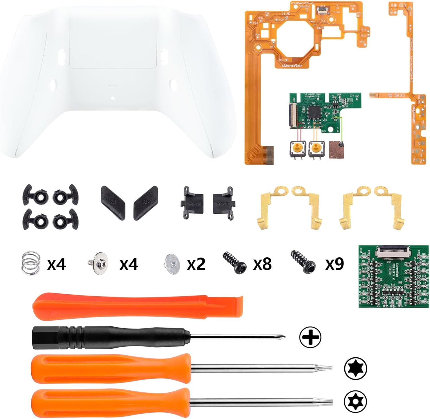eXtremeRate White Lofty Programable Remap & Trigger Stop Kit, Upgrade Boards & Redesigned Back Shell & Side Rails & Back Buttons & Trigger Lock for Xbox One S/X Controller Model 1708