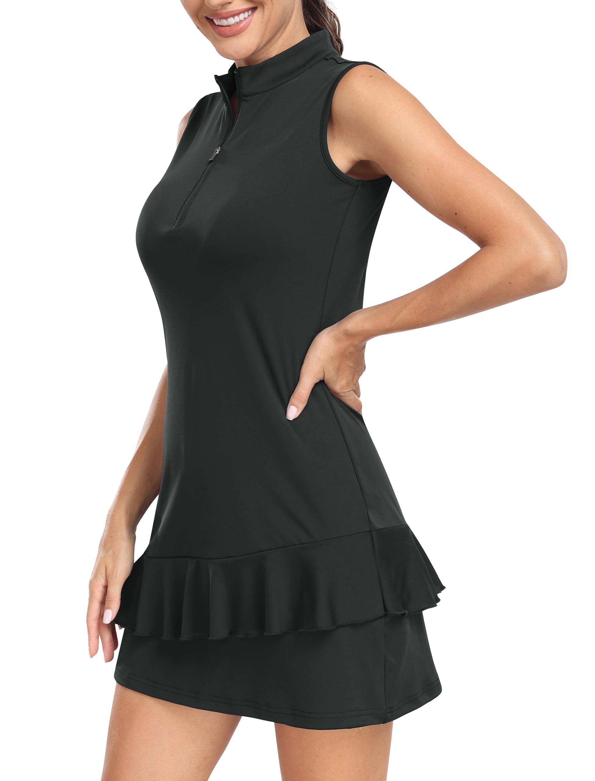 MoFiz Vestido Golf Tennis Mujer Sin Mangas Deportivo con Pantalones Cortos