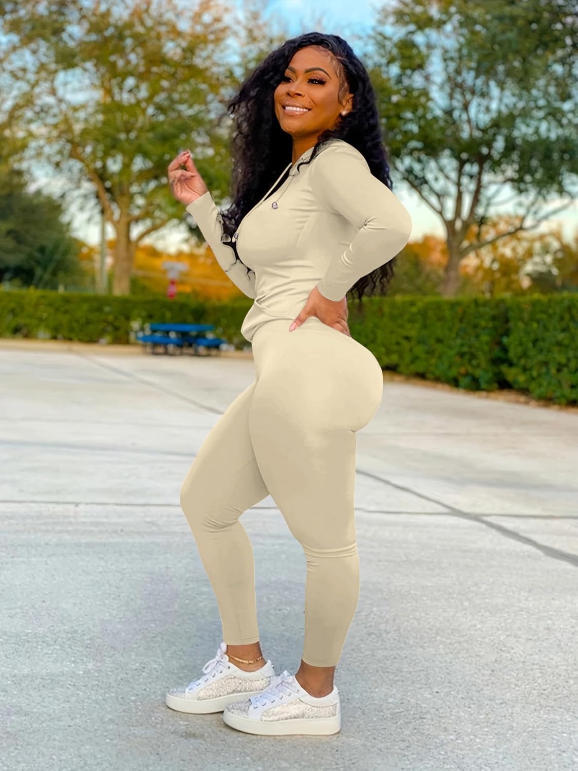 Nimsruc 2 Piece Outfits For Women Sweatsuits Sets Hooded Tracksuit Long Sleeve Pullover Jogger Sweat Pants Set - Image 2