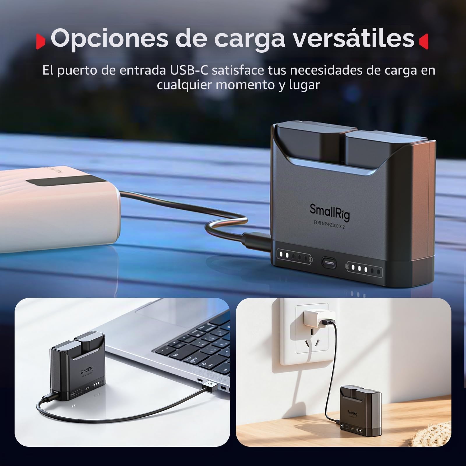 SMALLRIG Kit de Batería NP-FZ100 para Sony, Cargador Dual 22.5W con Baterías 1940mAh, Compatible con Alpha A7III/A7IV/A6700/FX3/FX30/A9/A7C/A7CII/A7RIII/ZV-E1-5483