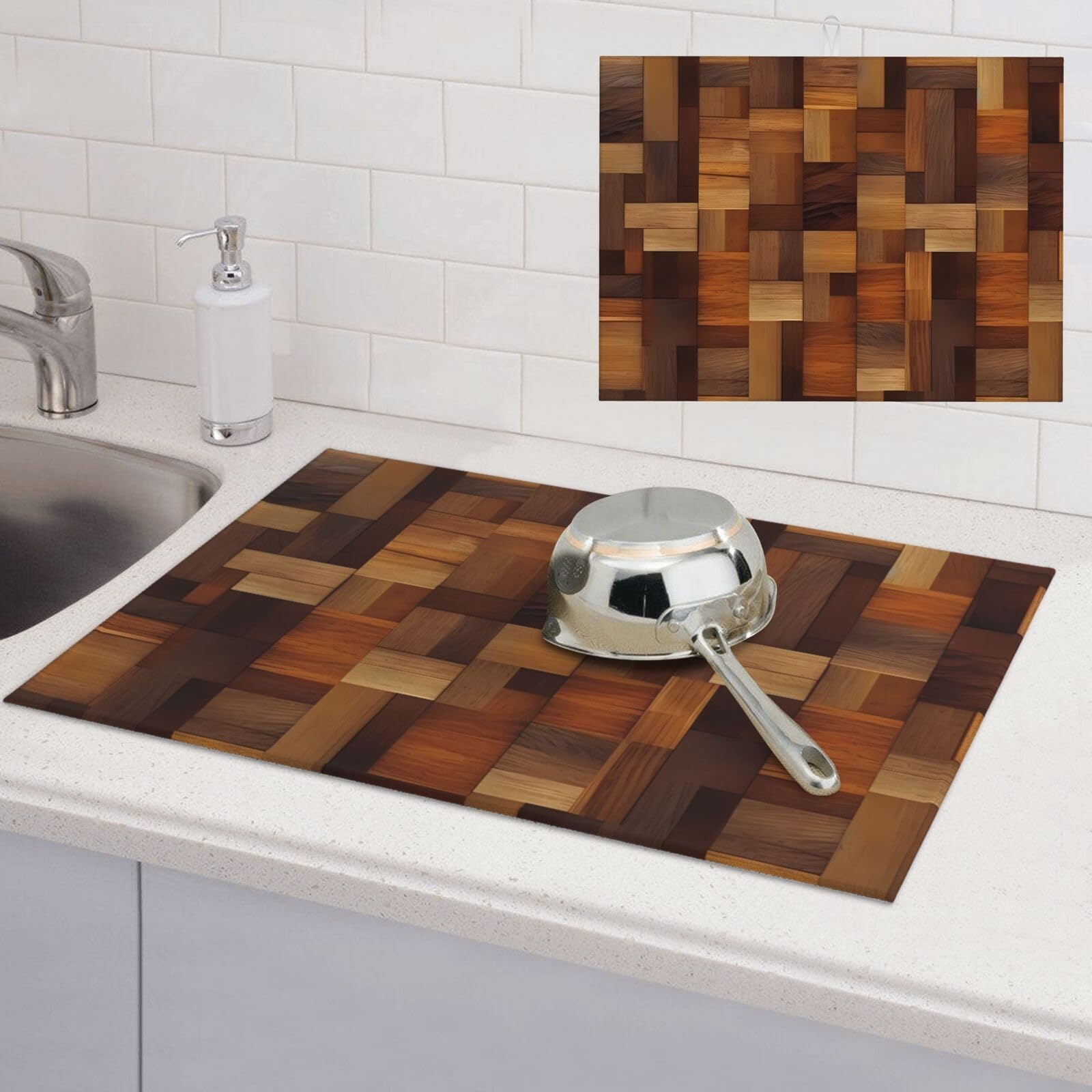 Tapis D'égouttoir Rétro à Motif Floral Pour Comptoir De Cuisine - Absorbant La Boue - Petit Tapis De Séchage Résistant à La Chaleur - Beauté, 30,5 X 50,8 Cm