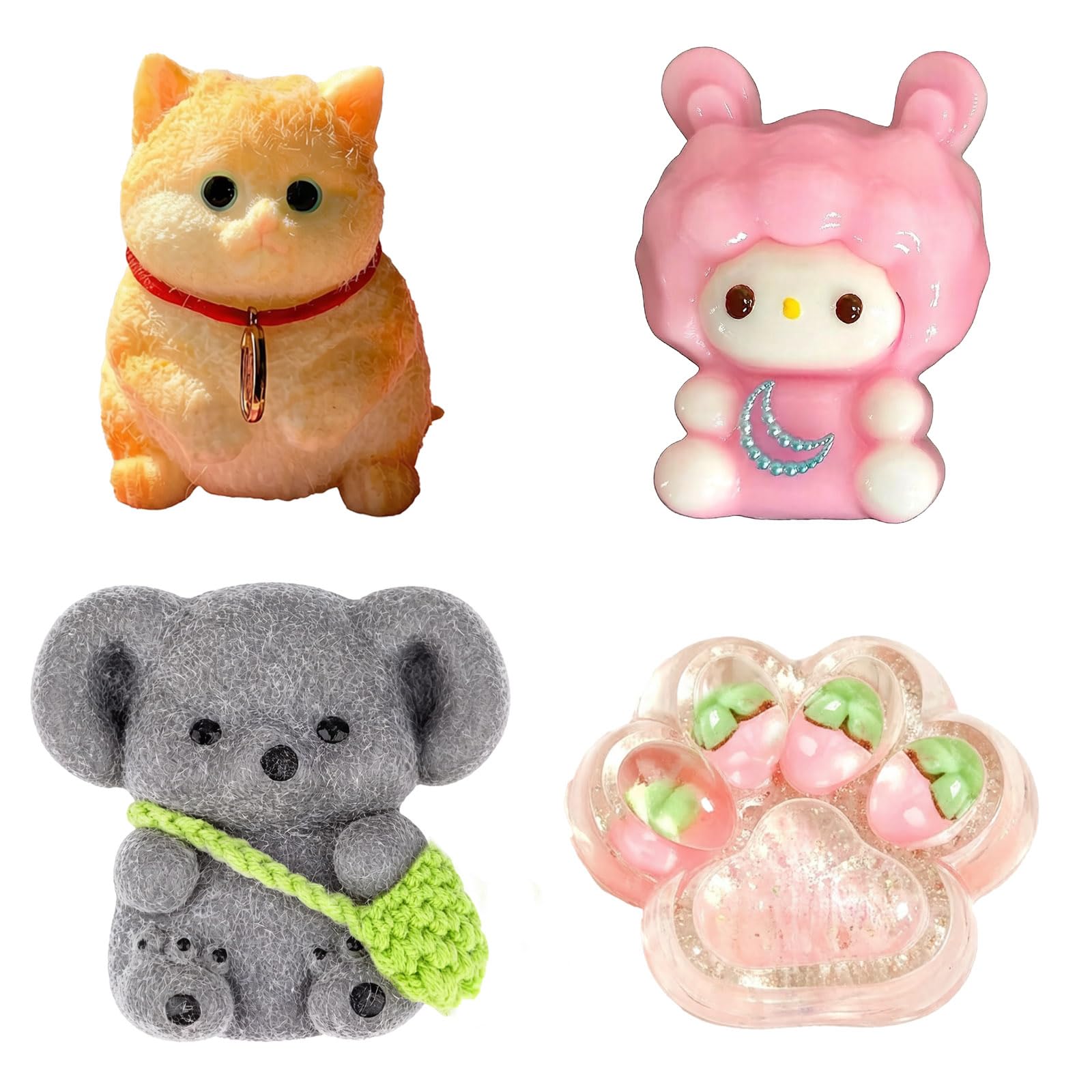 4Pcs Cute Squishy Kit, Strawberry Paw Squishy Toys for Girls, Squishes