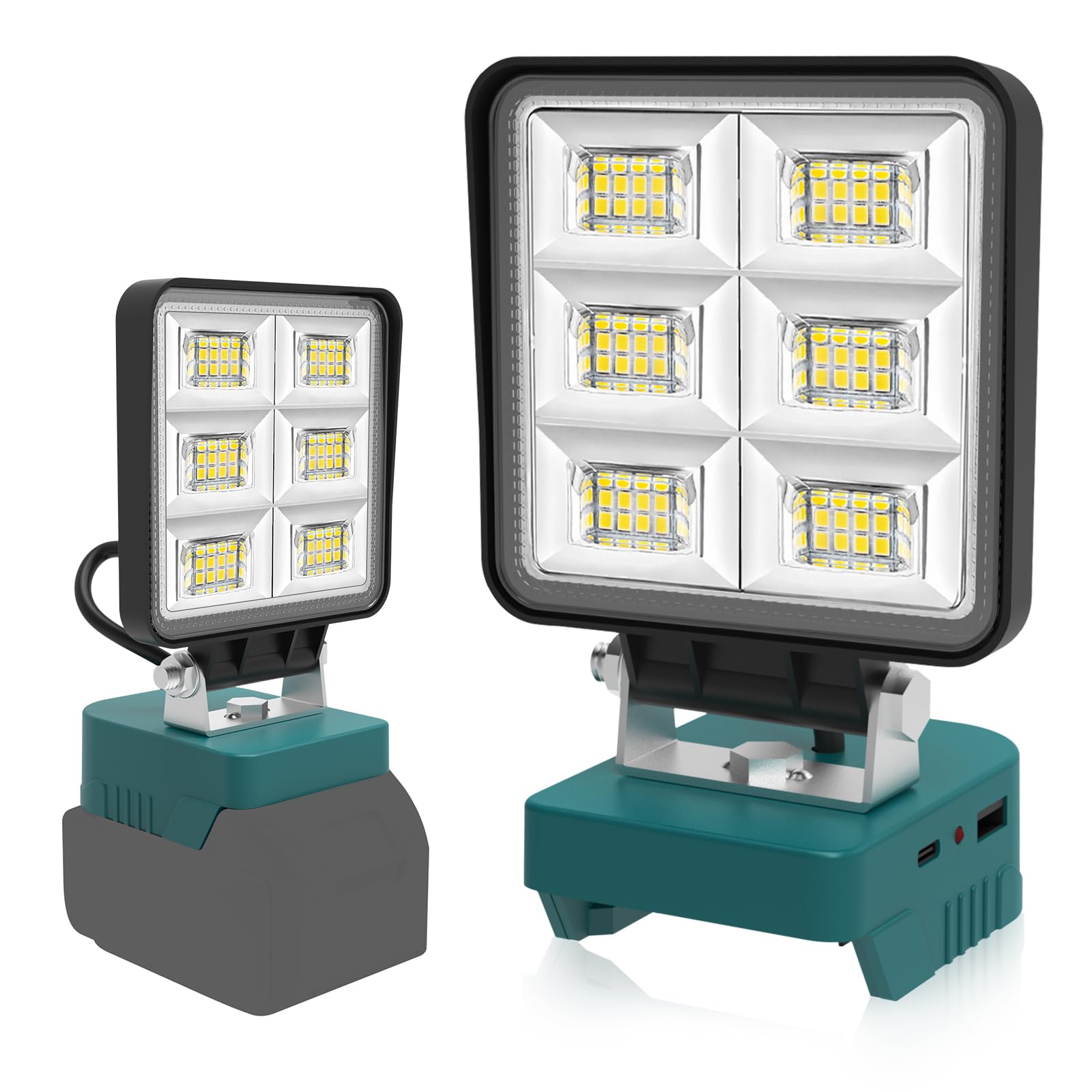 T-SUN Cordless LED Work Light Compatible with Ma-Kita 18V/20V Battery Wide Beam 48W 5200LM Spotlight with Low Voltage Protection & USB-C Charging for Jobsite Emergency Workshop Garage (No Battery)