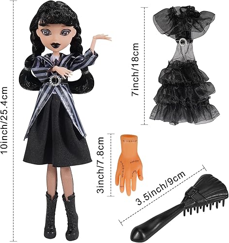 Miniatura 2 de Muñeca negra de 11.5 pulgadas, falda larga negra, cabello negro, regalo de cumpleaños de Navidad para niñas, niños o fanáticos