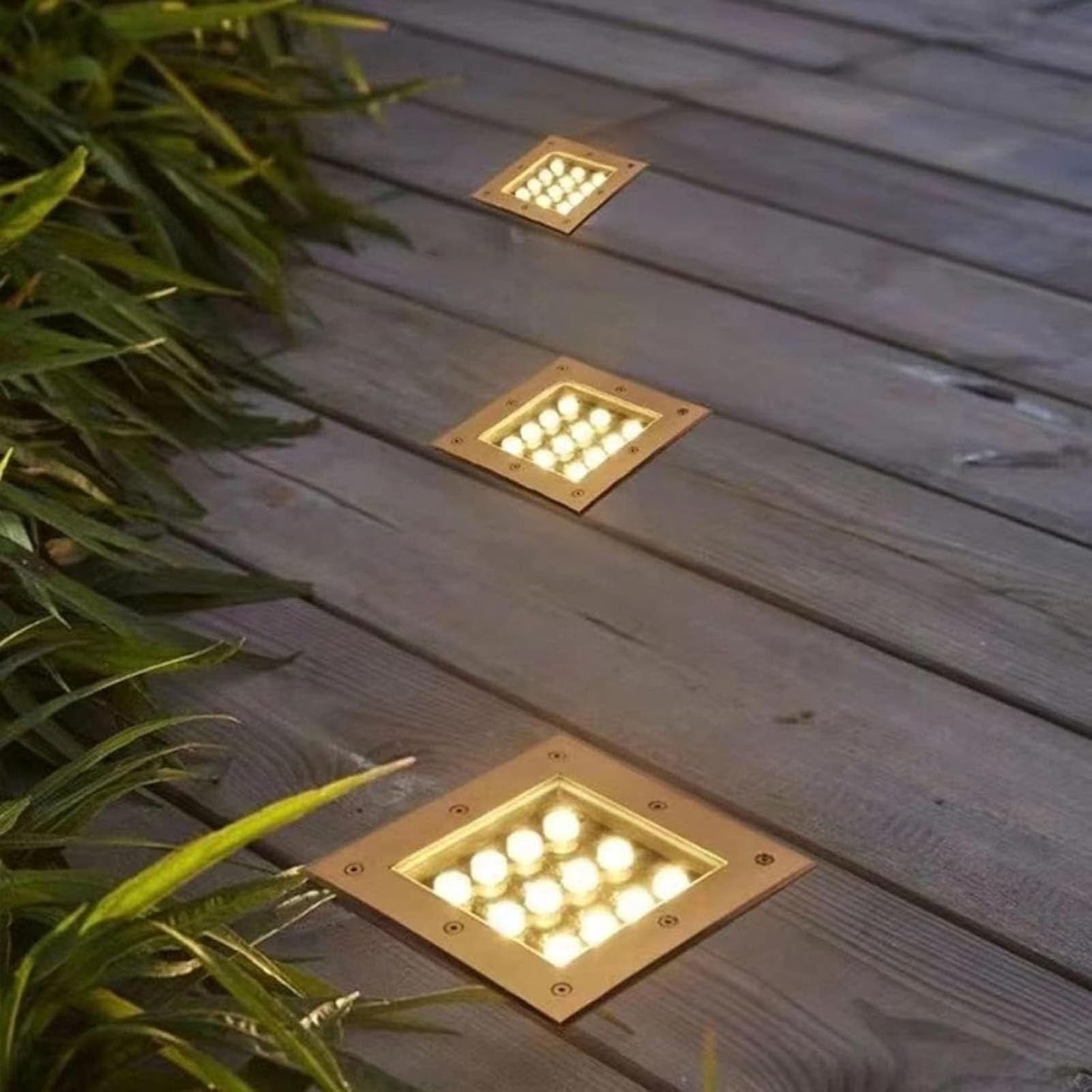 Kwadratowy reflektor LED do ogrodu - zewnętrzna lampa wpuszczana, wodoodporna IP67, oświetlenie ścienne i podłogowe niskiego napięcia 12 V (zimne białe światło, 9 W)