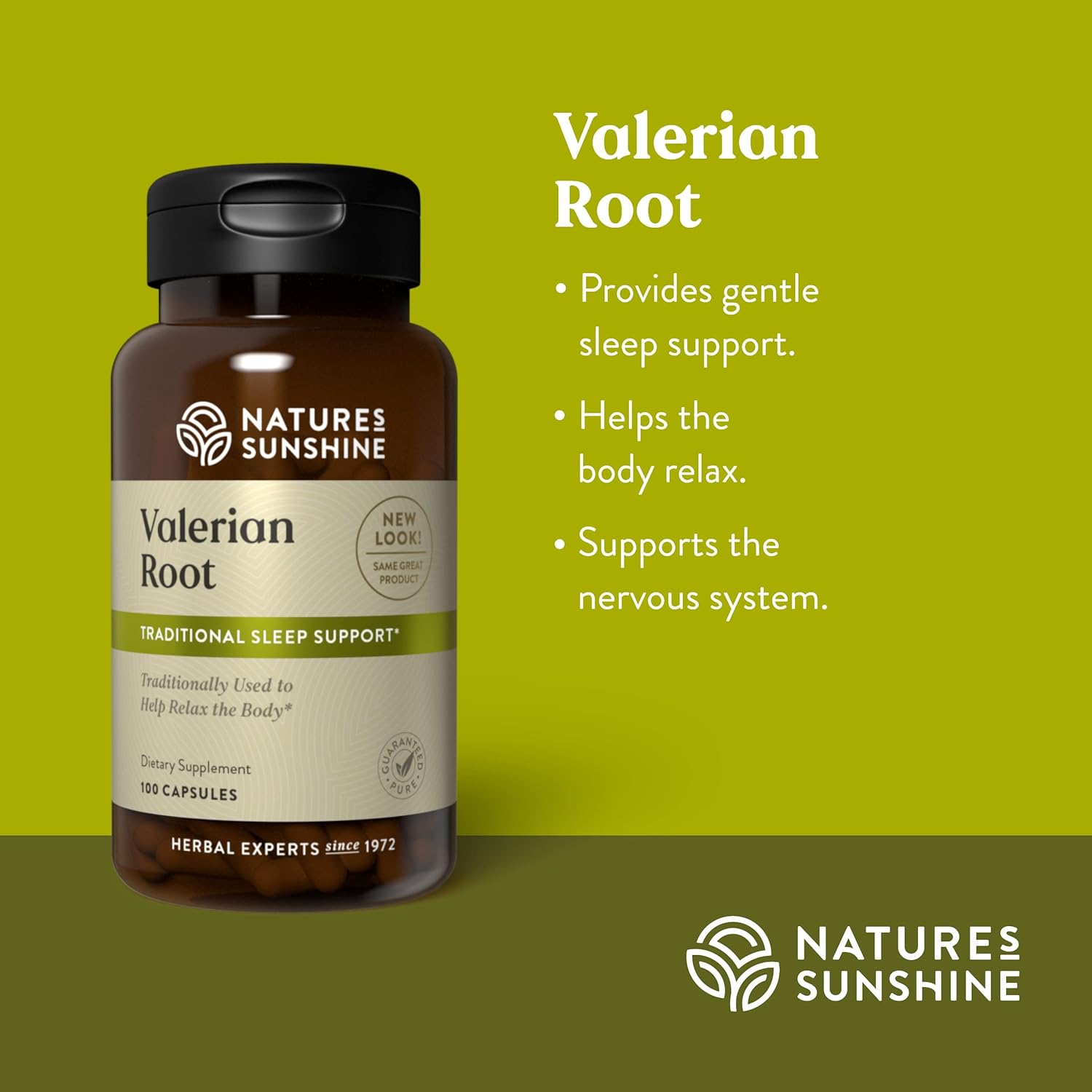 Nature's Sunshine Valerian Root, 100 Capsules | Herbal Supplement Promotes Relaxation, Supports Sleep, and Delivers Natural Nervous System Support