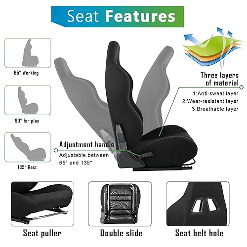 Miniatura 5 de Hottoby Racing Simulator Cockpit With Black Seat Fit for Logitech I Thrustmaster I FANATEC G29,G920,G923 T300 Shifter Platform Upgrade,Double Arm