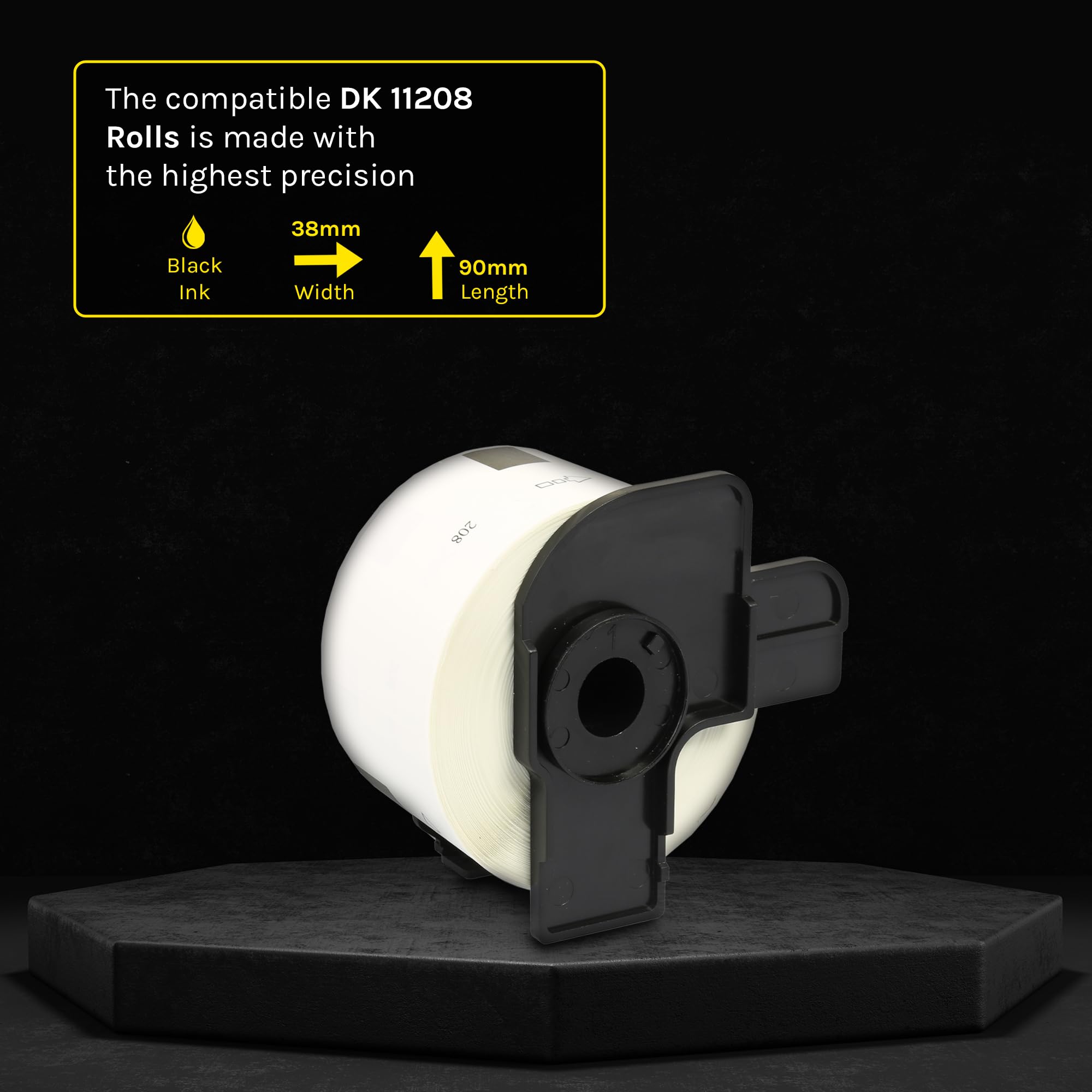 Yellow Yeti 30 Rotoli DK-11208 Etichette Adesive per Indirizzi 38 x 90mm compatibili per Brother P-Touch QL-500 QL-570 QL-700 QL-710W QL-800 QL-810W QL-820NWB QL-1100 QL-1110NWB | 400 Etichette/Rotolo