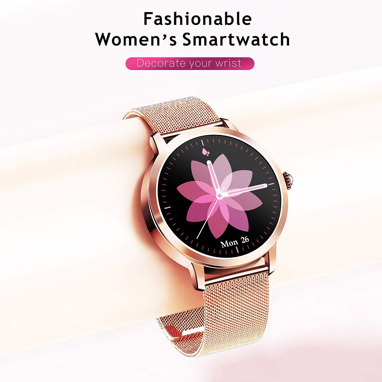 🔥 Smart Watch for Women, RAIMI Fashion Fitness Watch with Heart Rate Blood Pressure Sleep Tracker Pedometer Multiple Sport Modes, Waterproof, Sport SmartWatch Sync with Google Fit, iOS & Android App