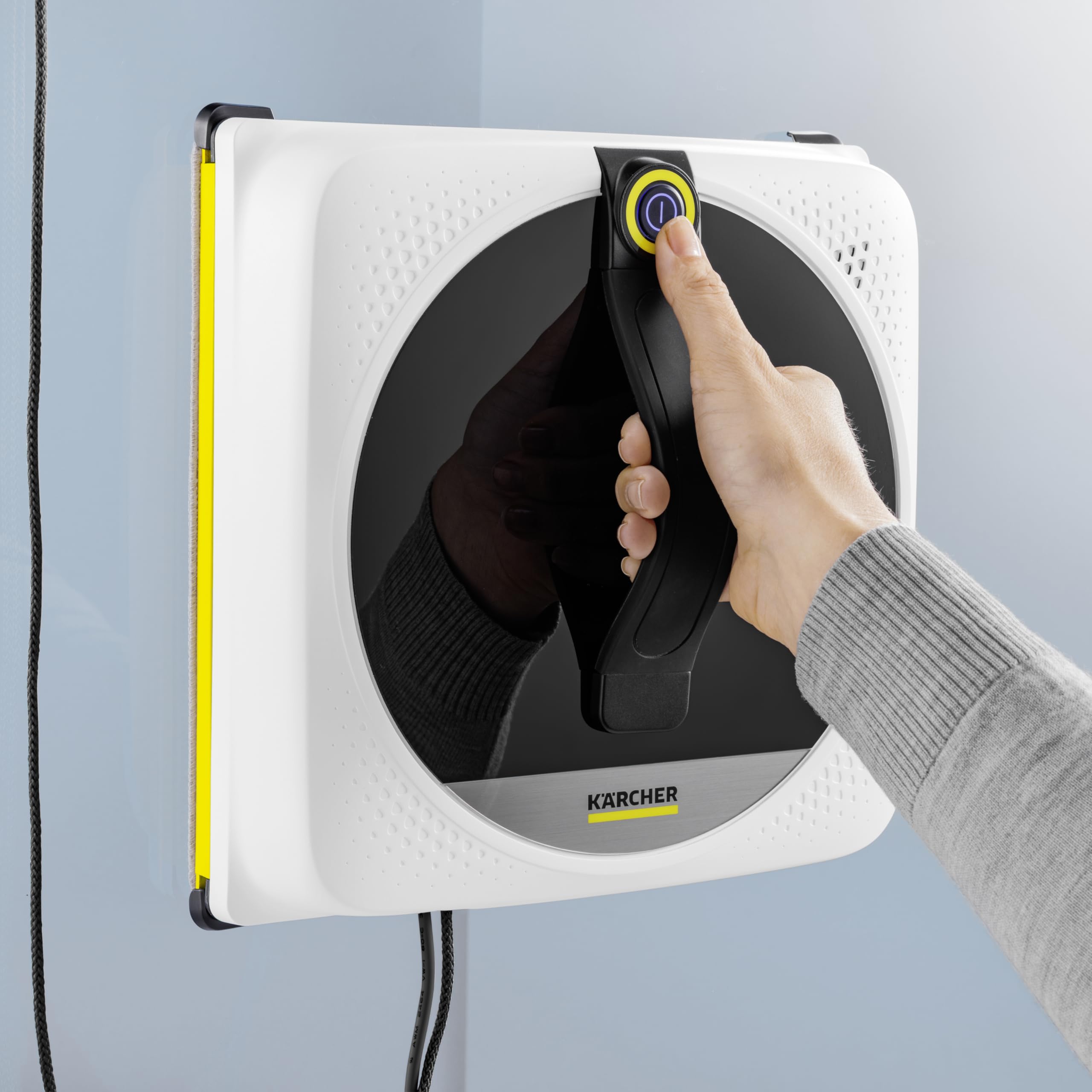 Kärcher Robot de ventana RCW 4, limpieza automática de ventanas, con cable de seguridad y batería de emergencia de 2,5 min/m², depósito: 150 ml, 5 modos de limpieza, cable: 5 m, 3 toallitas
