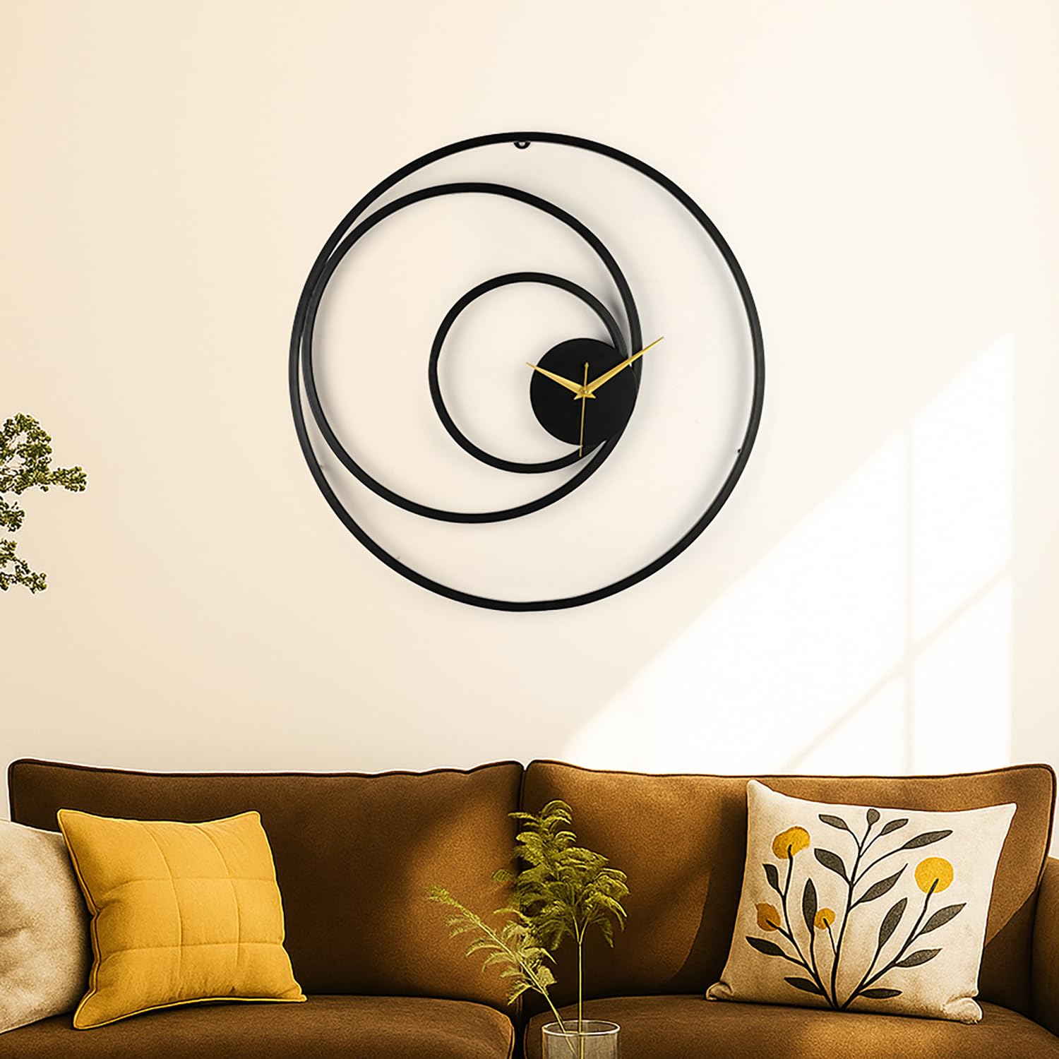 Wakefit Metal Analog Wall Clock Big | 28 Inch | Laser Cut Abstract Home Decor & Gifting Option | for Living Room Study Bedroom & Office Decor | Clokel Metal Wall Clock 700MM Black