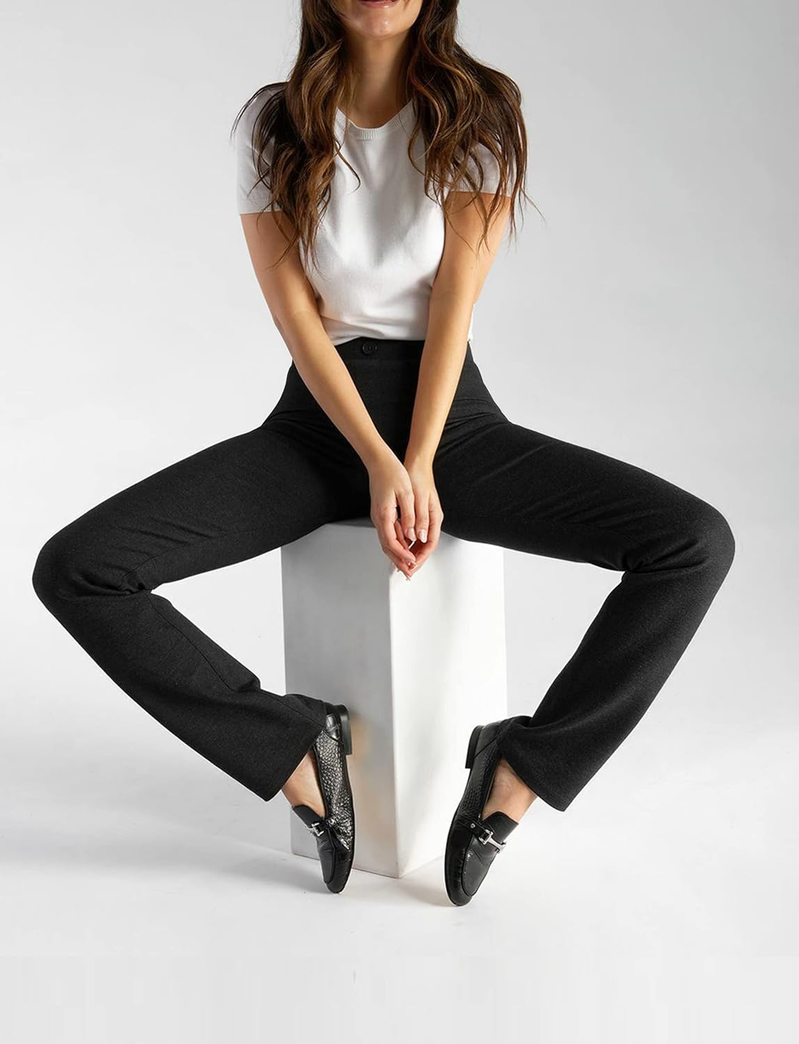 Houmous S-XXL 29'' 31'' 33'' 35'' Inseam Women's Bootcut Dress Pants Pockets Stretch Work Lounge Pant Office Casual - Image 5