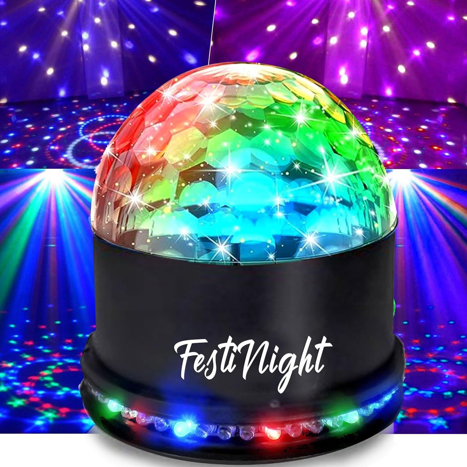 Sound-Set mit 2 Lautsprechern BMS08 Verstärker DJ Pro 1000 W Mischpult MINI4, Lichtspiel Kugel LED RGB