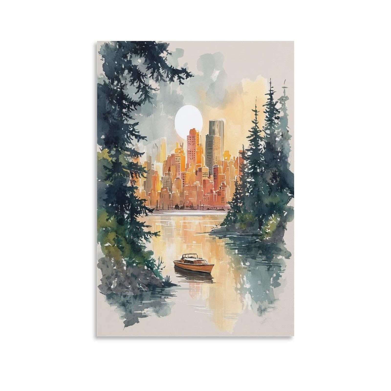 XWYMXZ Minnesota Watercolor 20x30inch(50x75cm) Vintage Travel Poster Watercolor Canvas Art