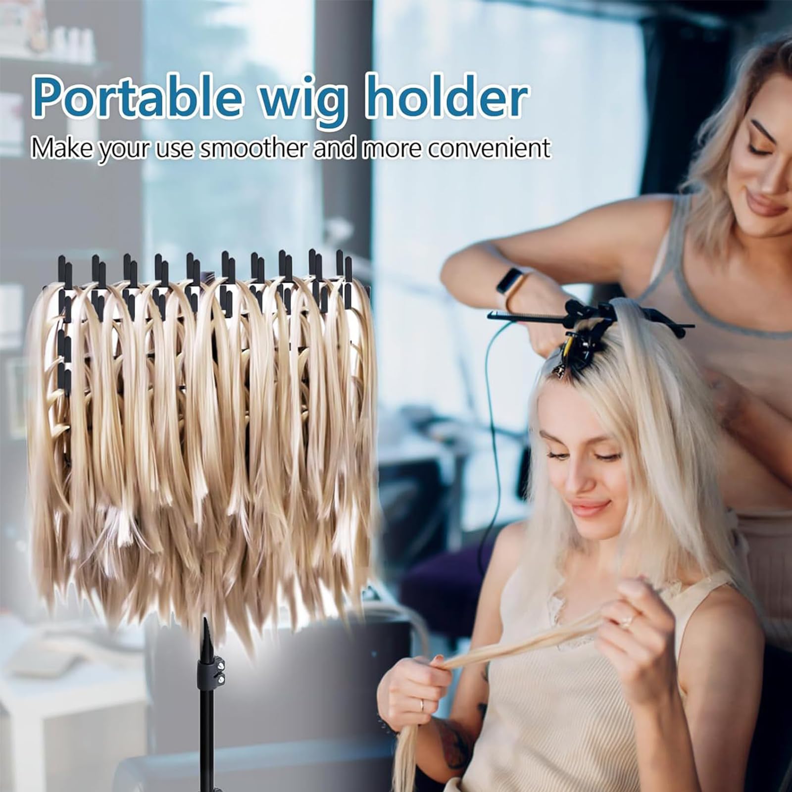 Sharplace Adjustable Braiding Hair Rack for Braiding,144 Pegs Hair Divider Rack,Hair Extension Holder Hanger for Hairstylists,Braiders - Image 4