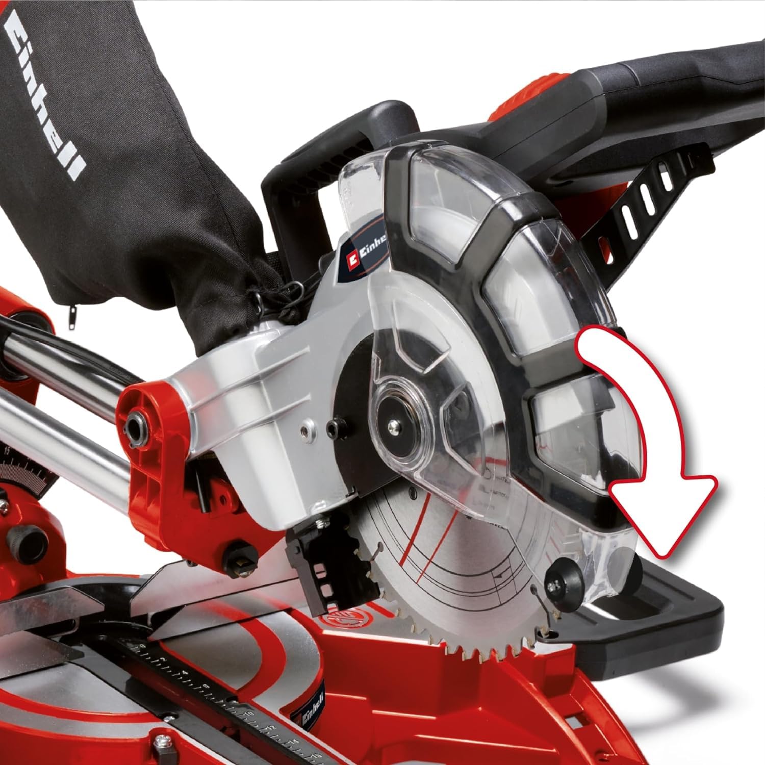 Einhell Ingletadora TC-SM 2131/1 Dual (máx. 1.800 W, 4.900 min-1, función de tracción integrada, tope de pieza, dispositivo de sujeción, incl. hoja de sierra de carburo de tungsteno, láser)