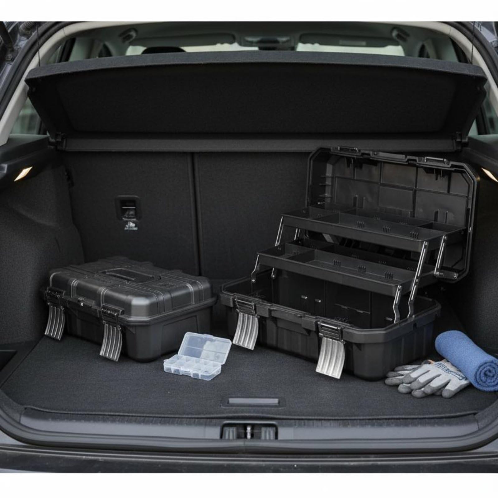 Caja de Herramientas Plegable Maletín Organizador Industrial de Plástico Grueso Compartimientos Externos y Asa Ergonómica Adecuada para Electricistas, 21 Pulgadas