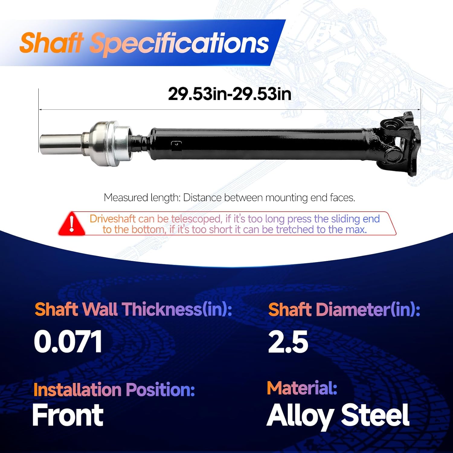 52123839AA Front Drive Shaft Prop Shaft Driveshaft Assembly [Automatic Transmission] Fit for Ram 1500 2014 2015 2016 2017 2018, 4WD, 8 Speed Transmission, Replace# 938-282