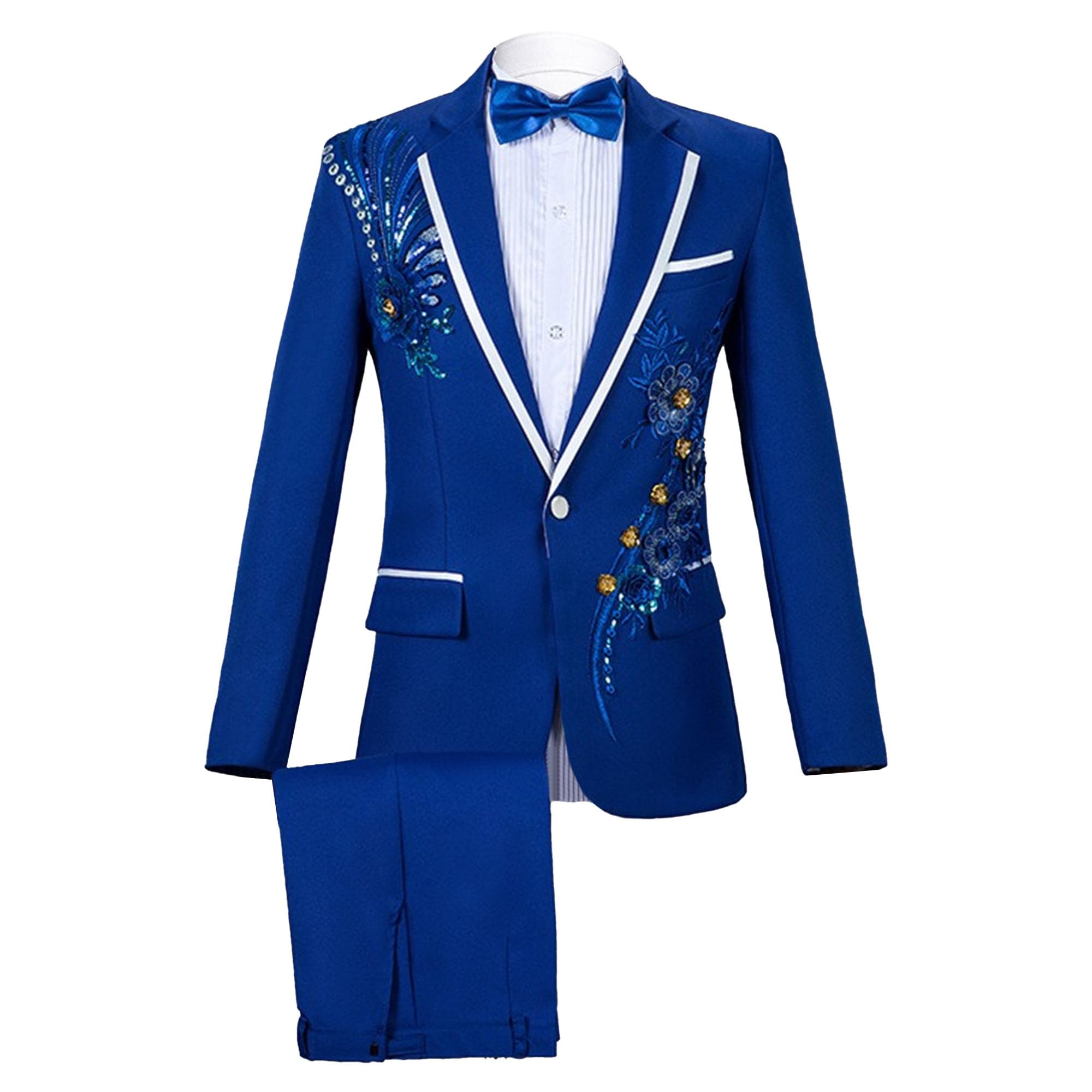 Costume 2 PièCes Brodé De Luxe 1 Bouton Imprimé DîNer Veste De Smoking Promesse De Mariage Blazer éLéGant Costume Habillé