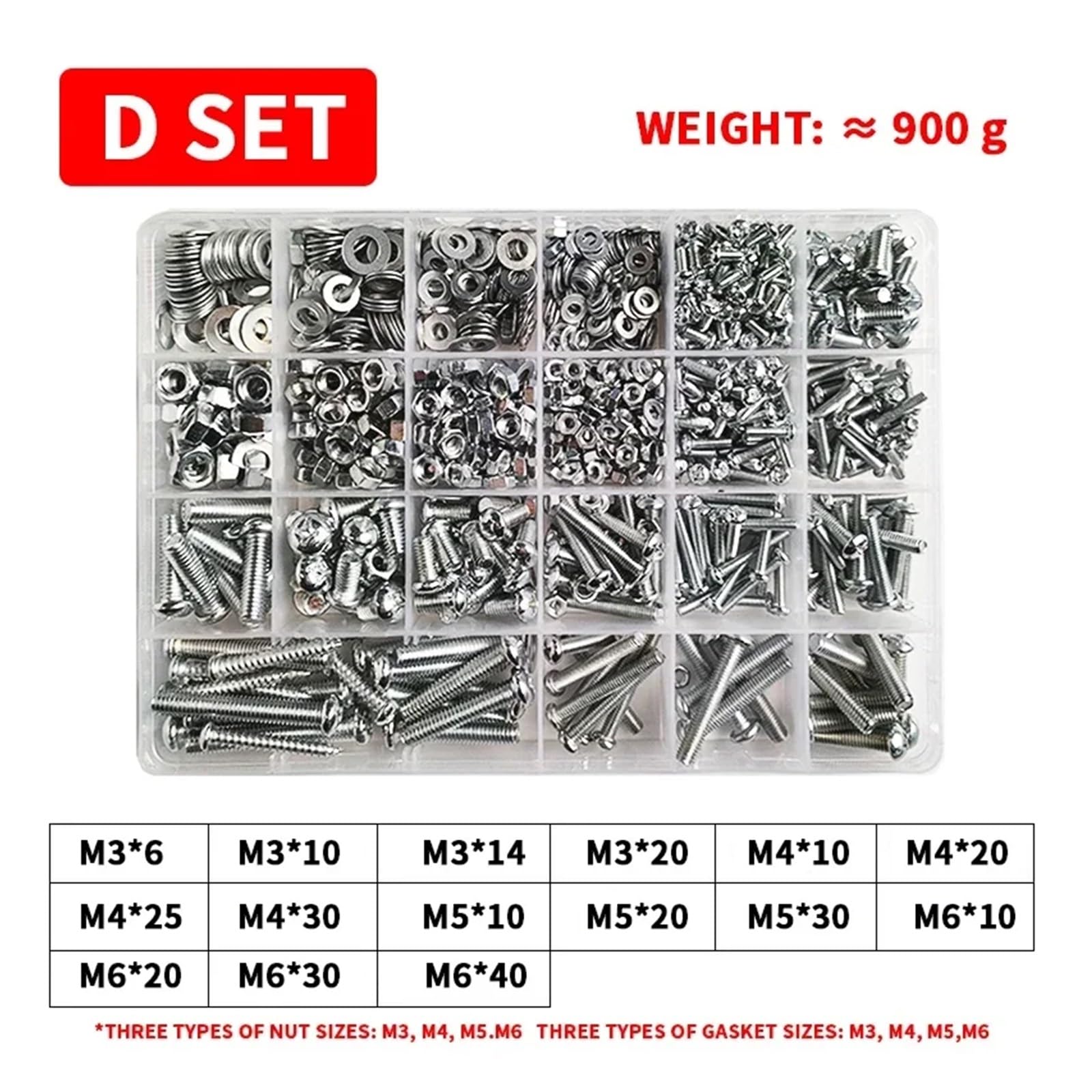eufeifeiegds Kit Surtido de Tornillos, Tuercas y Arandelas M3 M4 M5 Tornillo de máquina de Hierro galvanizado Tornillo de Cabeza Phillips Tuerca Redonda Grande wefeiegds(D Set,1 Box)