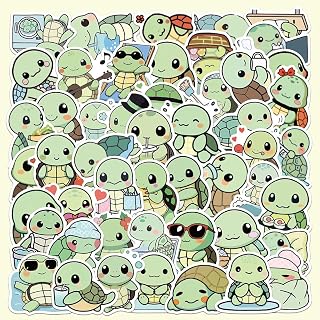 50PCS Cute Anime Turtle Waterproof Stickers for Kids Boys Girls, Kawaii Sea Turtle Vinyl Sticker Pack for Water Bottle Laptop Scrapbook Skateboard Tortoise Animals Party Favors
