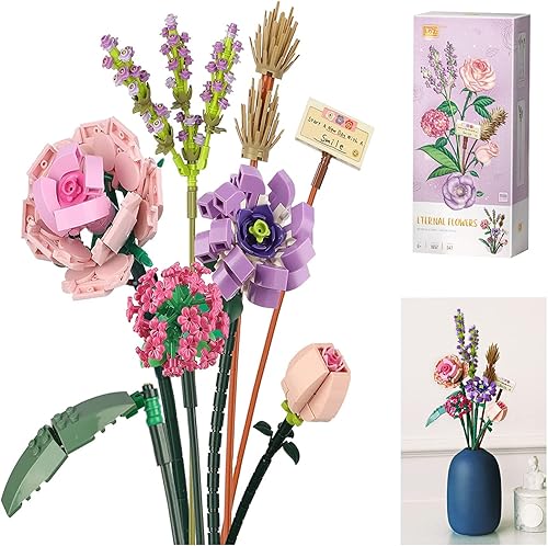 Miniatura 1 de Kit de construcción de mini ramo de flores, flores artificiales para niños y adultos, regalos para el día de San Valentín, día de la madre, rosa