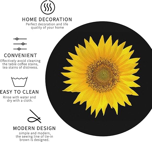 Miniatura 4 de Hermosos posavasos de girasol para bebidas, juego de 6, posavasos de piel sintética absorbente para mesa de café, decoración del hogar, regalo de