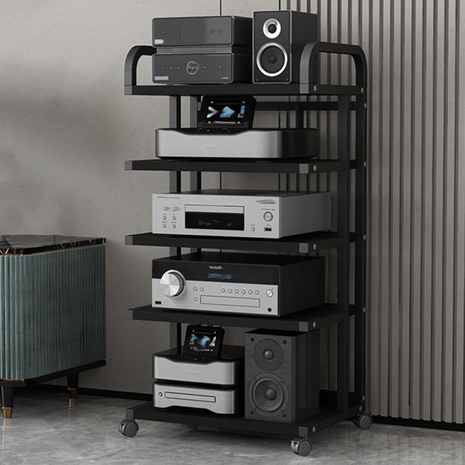 5-stufiger HiFi Rack Audio Regal Stereo-Komponenten Schrank AV-Medienständer Kleines Plattenspieler … 5-stufiger HiFi Rack Audio Regal Stereo-Komponenten Schrank AV-Medienständer Kleines Plattenspieler …