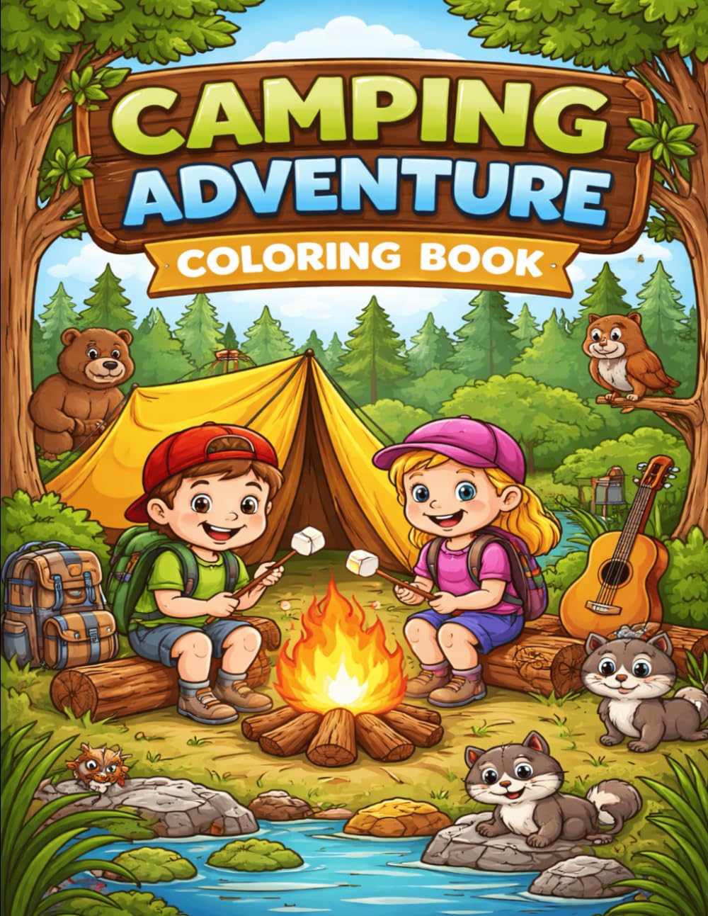 Camping Adventure Coloring Book for Kids: Fun and Easy Camping Coloring Pages with Tents, Campfires, Forest Animals and Outdoor Adventures for Boys and Girls Ages 4-8