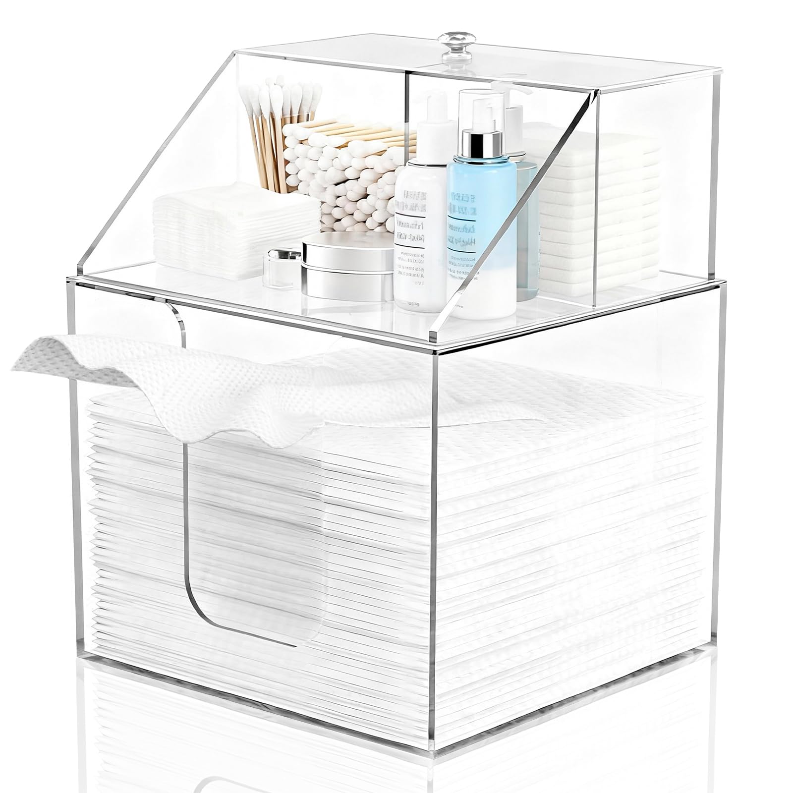PCEEL Disposable Face Towel Storage Box Compatible with Clean Skin Club XL 3-in-1 Detachable 2-Layer for Cleaning Accessories