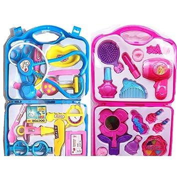 Combo of Doctor Set and Beauty Set Toy for Kids,Doctor Play Set for Kids Suitcase,Doctor Play Set for Kids,Doctor Play kit for Boys,Doctor Play Set-Multicolor