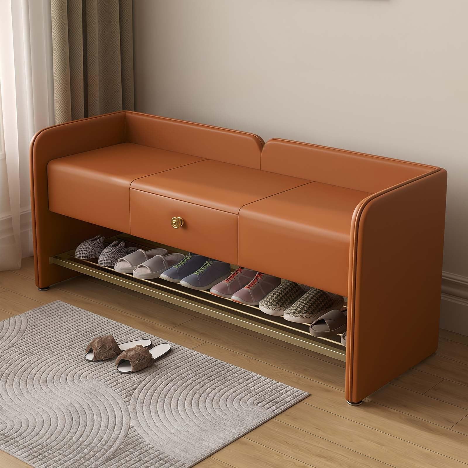 Zapatero con banco para dormitorio o sala de estar de diseño funcional