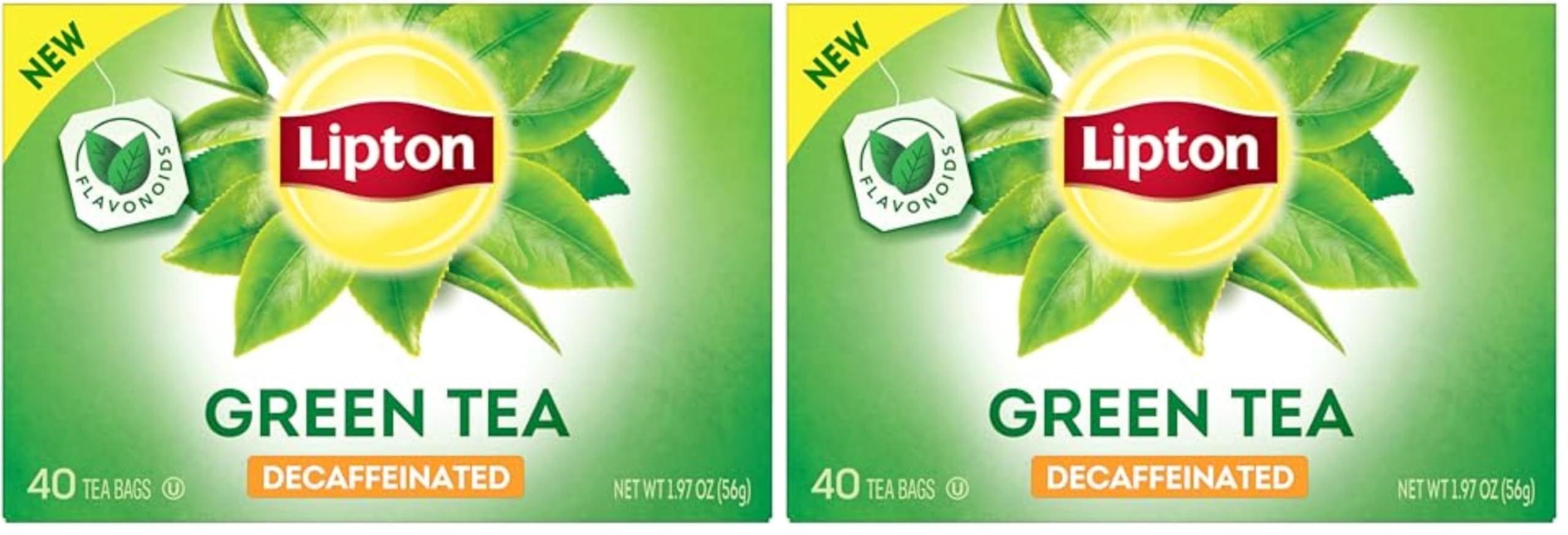 Lipton Decaffeinated Green Tea Bags, Unsweetened Teabags for Decaf Hot Tea or Decaf Iced_Tea with Flavonoids, 40 Tea_Bags, (Pack of 2) 40 Count (Pack of 2)
