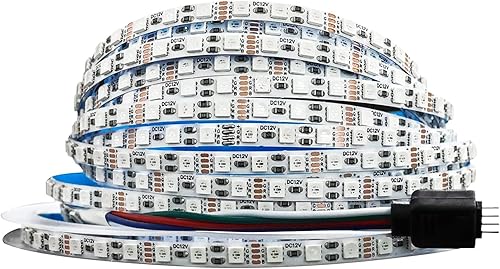 Tira de luces LED RGB de 12 V, 0.197 in de ancho, tiras de luz ultra estrechas de 16.4 pies, SMD 3535 IP20, total de 600 LED, tiras de luz que