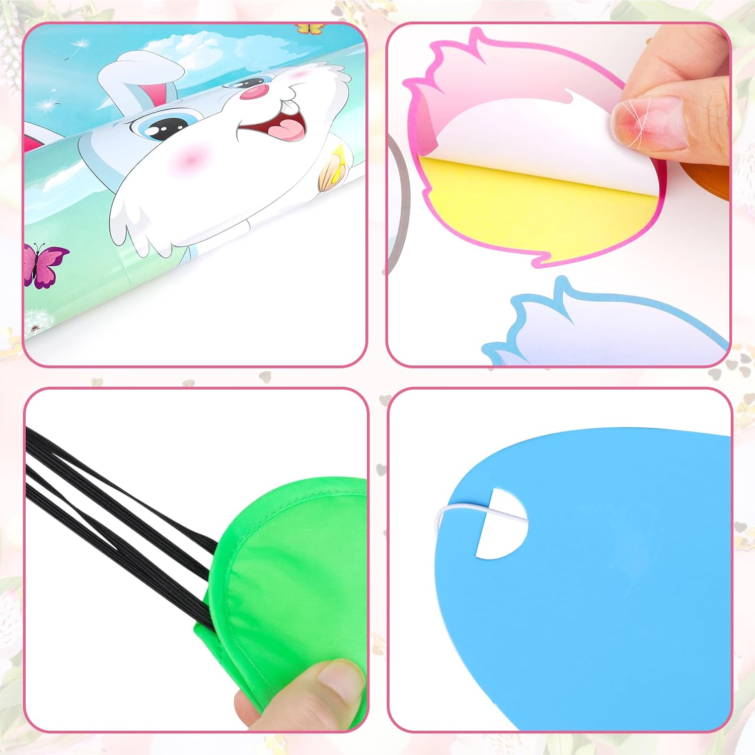 Pin The Tail on The Bunny Easter Games for Kids Easter Party Games Birthday Party Happy Easter Party Decoration Supplies Easter Egg Hunt Activities, Large Bunny Game Poster with 36 Tail Stickers