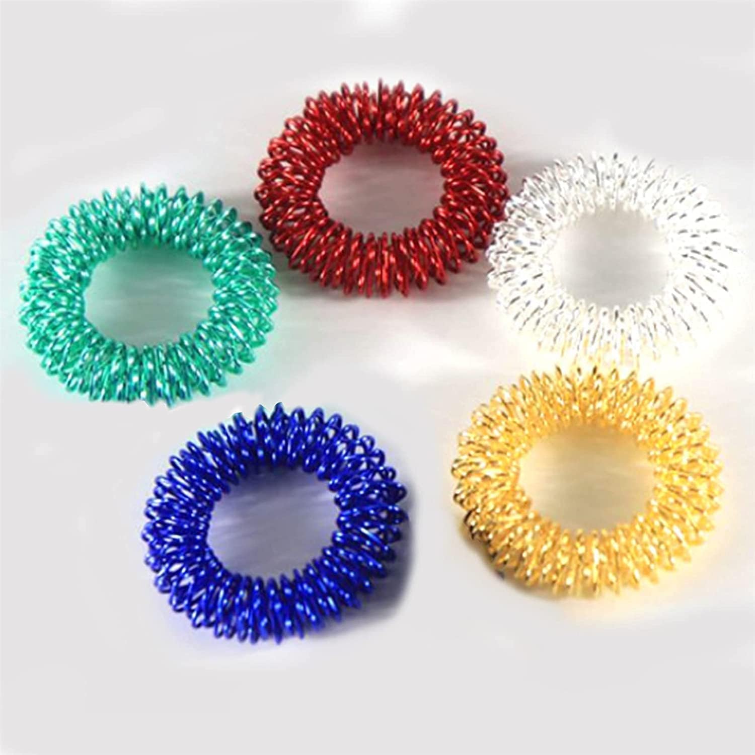 7Pcs Multicolor Finger Massage Rings Prickly Sensory Acupressure Ring, Color Professional Processed，Manual Massage Balls，Exercise One's Fingers Health Care Products Health and Household,Massage Tools view 6