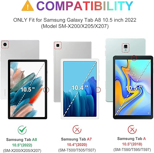 Miniatura 2 de IVEOPPE Funda de teclado retroiluminada para Samsung Galaxy Tab A8 de 10.5 pulgadas 2022, teclado Bluetooth inalámbrico desmontable magnético con