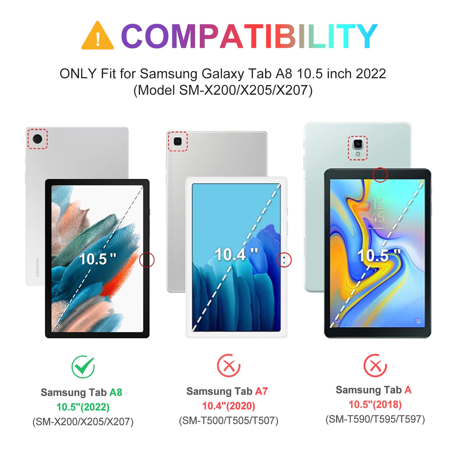 Galaxy Tab A8 Cases with Keyboard 10.5 inch 2022, Magnetic Detachable Wireless Bluetooth Keyboard, Smart 7 Colors RGB Backlit, Slim Lightweight Stand Cover for Tab A8 (Model: SM-X200/X205/X207) Purple