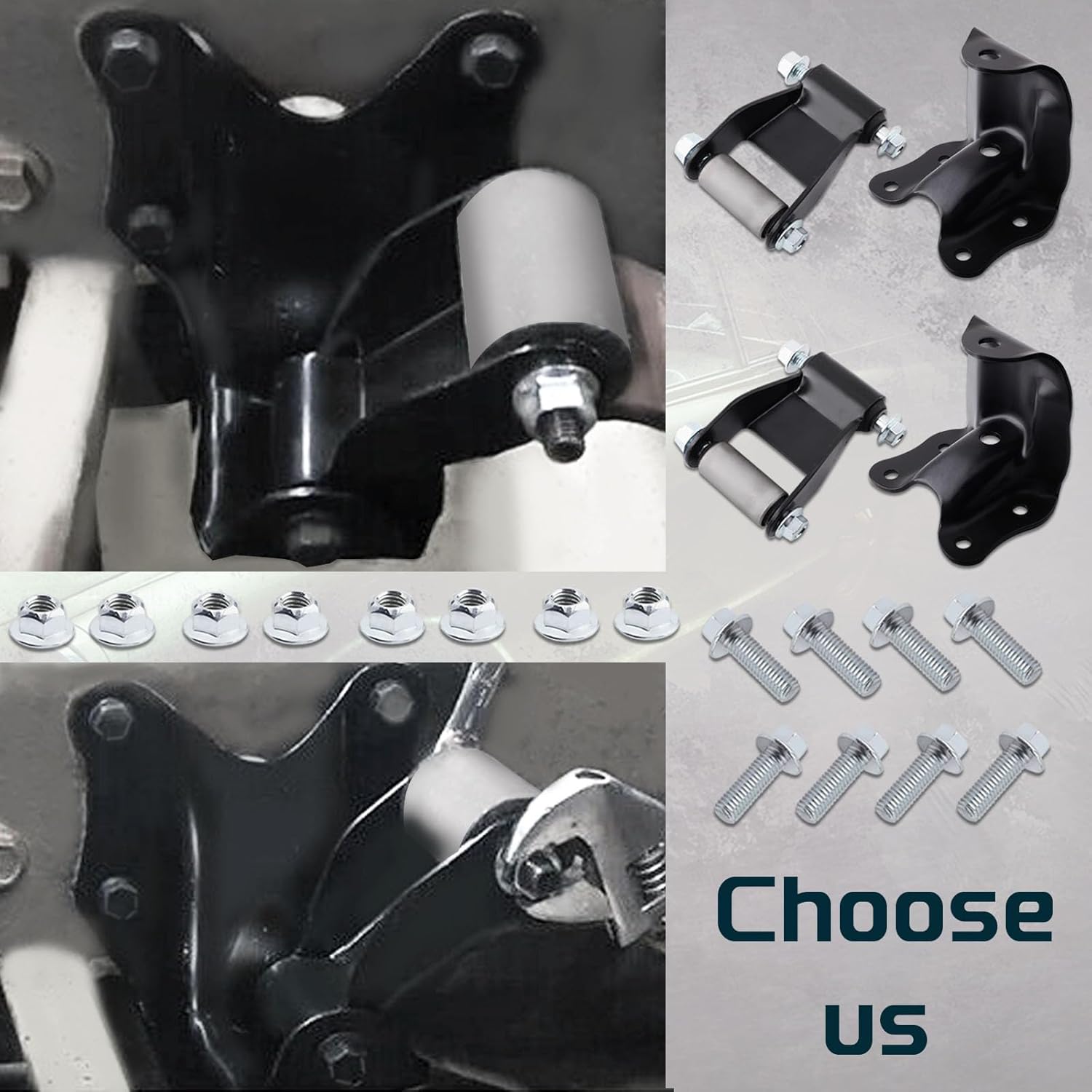 722-001 722-010 Rear Leaf Spring Shackles Hanger Brackets Repair Kit Compatible with 1986-2011 Ford Ranger,1998-2001 Mazda B2500, 1994-2010 Mazda B2300 B3000 B400