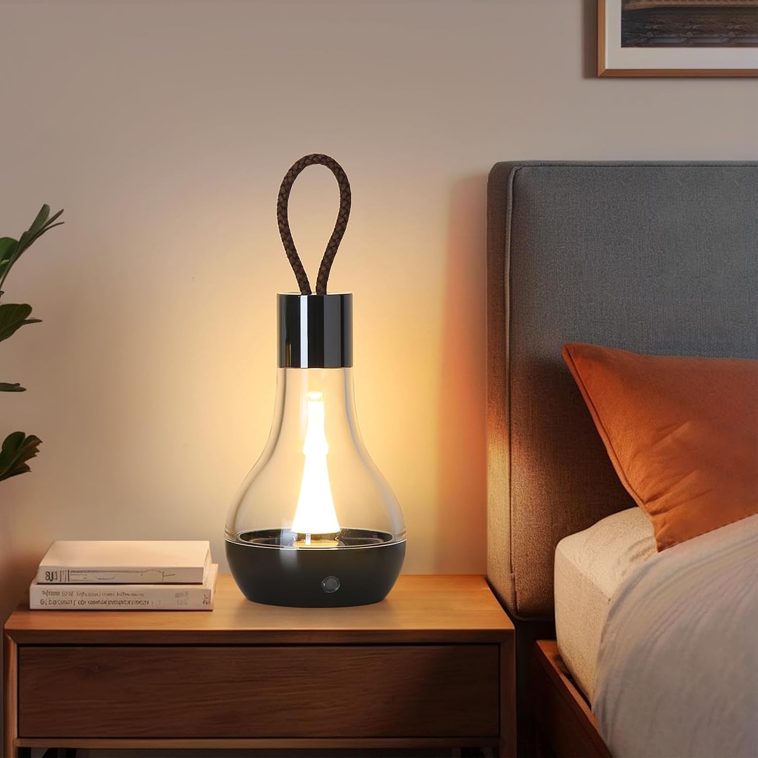 Portable Rechargeable Cordless Table Lamp, 3 Color Temperatures Stepless Dimmable Touch Control LED Bedside Lamp, 2000mAh Battery Powered Eye-Caring Night Light for Bedroom, Camping, Patio