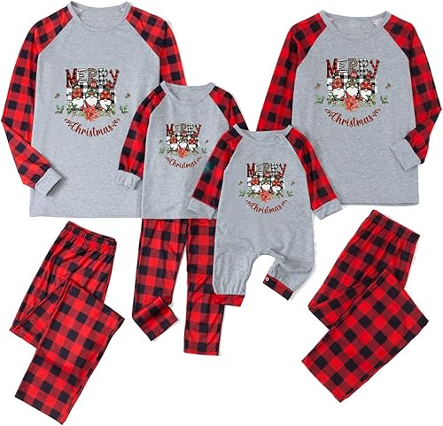 JEGULV Pijamas de Feliz Navidad 2024 para la familia, conjuntos a juego, ropa de dormir de Navidad, ropa de dormir divertida con estampado de Papá