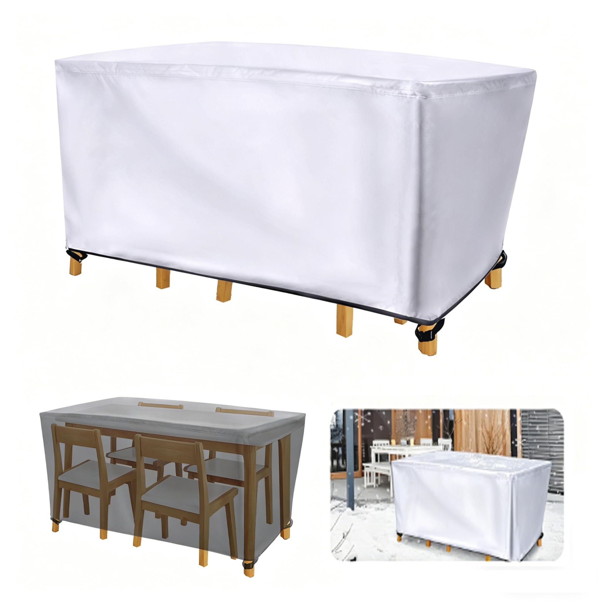 Pokrowiec na meble ogrodowe, 200 x 100 x 120 cm (dł. x szer. x wys.), srebrny 420D, tkanina Oxford 420D, wodoodporna, na zewnątrz, duży pokrowiec na patio, odporny na rozdarcie, wiatroszczelny