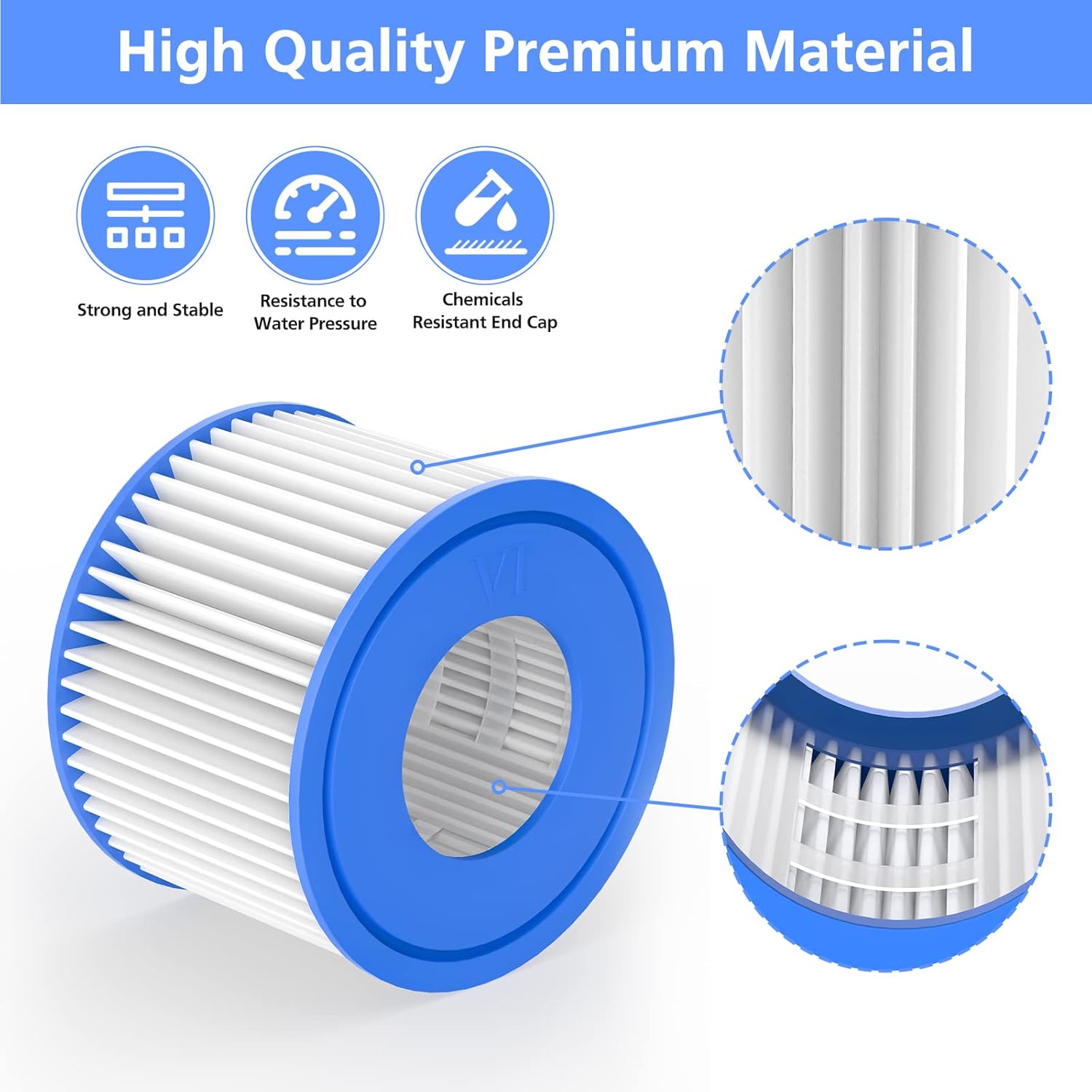 12 Pack Type VI Hot Tub Filter Cartridge Compatible with Lay-Z-Spa, Coleman SaluSpa 90352E 58323 90427E - Image 6