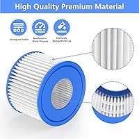 Vista 6 de Paquete de 12 cartuchos de filtro para bañera de hidromasaje tipo VI compatibles con Lay-Z-Spa, Coleman SaluSpa 90352E 58323 90427E