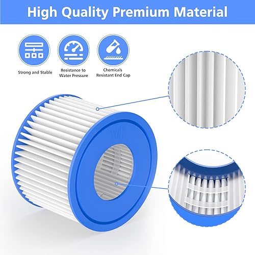 Miniatura 6 de Paquete de 12 cartuchos de filtro para bañera de hidromasaje tipo VI compatibles con Lay-Z-Spa, Coleman SaluSpa 90352E 58323 90427E